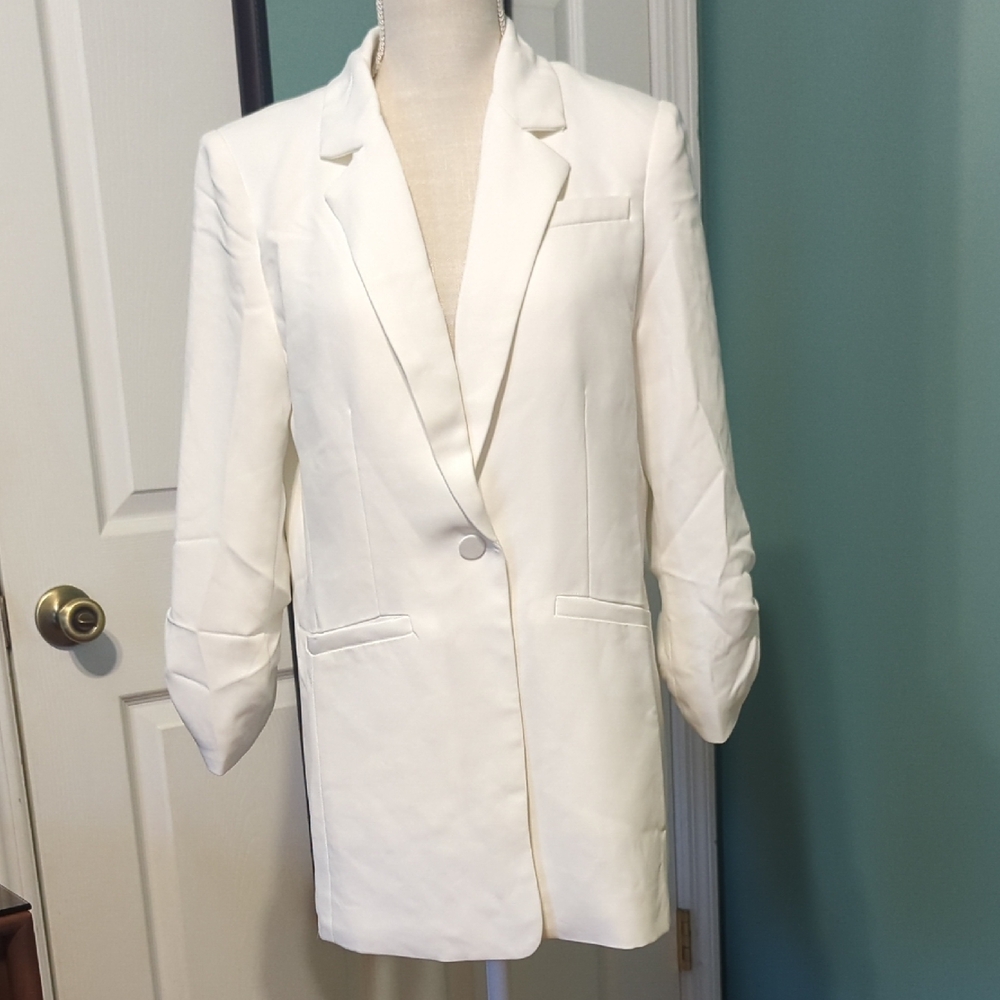 First Love White Blazer Tailored Boyfriend Style